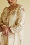 Apeksha Jain Label_Ivory , Organza Embroidery, Sequins, Zari, Gota Patti Chaand Kurta Set 