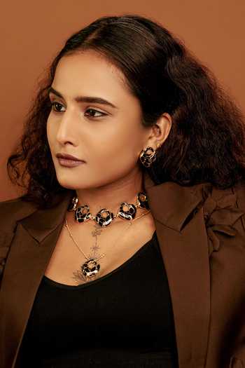 Bauble Bazaar_Black Fierce Eyes Choker Necklace _at_Aza_Fashions