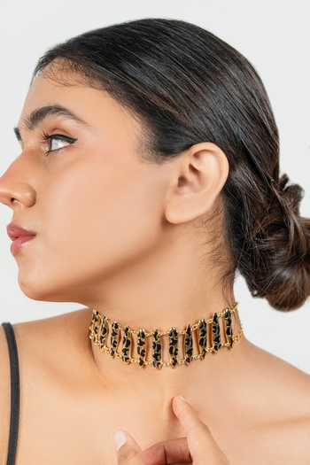 Buy_Bauble Bazaar_Black Wilderness Choker _at_Aza_Fashions