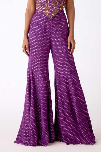 Buy_Basanti Kapde aur Koffee_Purple Chinon Mirrors Bandeau Neck Embellished Blouse And Sharara Set 