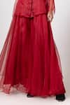 Buy_Label Shristi Chetani_Red Organza Fabric Flowers Collared Sheer Top And Wide Legged Palazzo Set _Online_at_Aza_Fashions