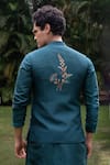 Shop_PAARSH_Teal Silk Embroidery Elan Bundi Set _at_Aza_Fashions