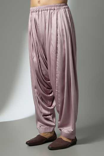 SALIL BHATIA_Purple Silk, Satin, Modal Sequins, Zari Embellished Kurta Set _Online_at_Aza_Fashions