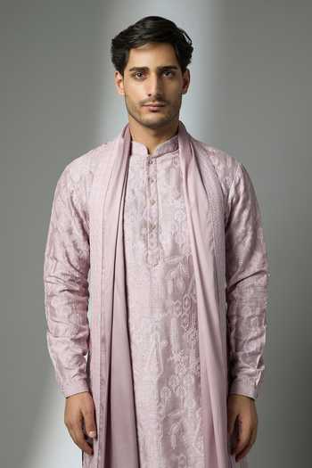 Buy_SALIL BHATIA_Purple Silk, Satin, Modal Sequins, Zari Embellished Kurta Set _Online_at_Aza_Fashions