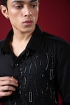 Shop_Label Shristi Chetani_Black Organza Sequins Tonal Embellished Shirt _Online_at_Aza_Fashions