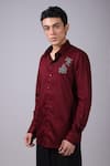Buy_Label Shristi Chetani_Red Organza Applique Placed Embellished Shirt _Online_at_Aza_Fashions