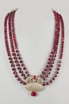 Buy_SALIL BHATIA_Maroon Beads, Stones, Semi Precious Handmade Mala _at_Aza_Fashions