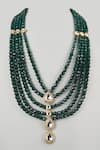 Buy_SALIL BHATIA_Green Beads, Stones Handmade Semi Precious Layered Mala _at_Aza_Fashions