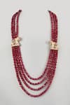 Buy_SALIL BHATIA_Maroon Beads, Zari, Stones Semi-precious And Pearl Layered Mala _at_Aza_Fashions