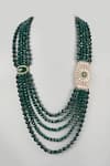 Buy_SALIL BHATIA_Green Beads, Stones Emerald Semi Precious Layered Mala _at_Aza_Fashions