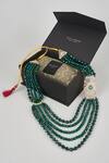 Shop_SALIL BHATIA_Green Beads, Stones Emerald Semi Precious Layered Mala _at_Aza_Fashions