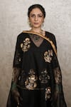 Gulabo Jaipur_Black Silk Embroidery, Sequins, Zari Round Neck Mita Hand Raw Top Gharara Set _Online_at_Aza_Fashions