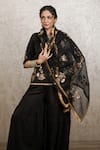 Buy_Gulabo Jaipur_Black Silk Embroidery, Sequins, Zari Round Neck Mita Hand Raw Top Gharara Set _Online_at_Aza_Fashions