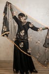 Gulabo Jaipur_Black Silk Embroidery, Sequins, Zari Round Neck Mita Hand Raw Top Gharara Set _at_Aza_Fashions