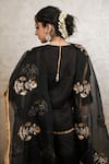Shop_Gulabo Jaipur_Black Silk Embroidery, Sequins, Zari Round Neck Mita Hand Raw Top Gharara Set _at_Aza_Fashions