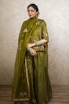 Buy_Gulabo Jaipur_Green Silk Embroidery, Sequins, Mirrors V-neck Mita Hand Top Gharara Set _Online_at_Aza_Fashions