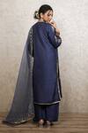 Shop_Gulabo Jaipur_Blue Silk Embroidery V-neck Shyra Straight Kurta Set _at_Aza_Fashions