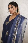 Gulabo Jaipur_Blue Silk Embroidery V-neck Shyra Straight Kurta Set _Online_at_Aza_Fashions