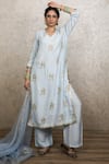 Buy_Gulabo Jaipur_Blue Silk Embroidery, Zari, Sequins V-neck, Yes Shyra Straight Kurta Set _at_Aza_Fashions