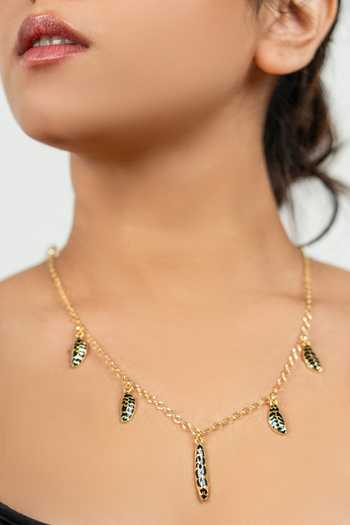 Buy_Bauble Bazaar_Black Enamel Wild Eyes Charm Necklace _at_Aza_Fashions