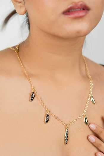 Bauble Bazaar_Black Enamel Wild Eyes Charm Necklace _at_Aza_Fashions