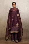 Shop_Gulabo Jaipur_Purple Silk Embroidery, Zari, Mirrors Round Neck, Yes Reeha Straight Kurta Set _Online_at_Aza_Fashions