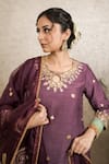 Buy_Gulabo Jaipur_Purple Silk Embroidery, Zari, Mirrors Round Neck, Yes Reeha Straight Kurta Set 