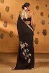 Shop_Masaba_Black Silk Sequins, Foil Wishdrop Gota Saree With Unstitched Blouse Piece _at_Aza_Fashions
