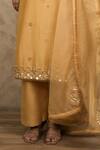 Shop_Gulabo Jaipur_Gold Silk Embroidery, Mirrors Keyhole Neck Reeha Straight Kurta Set _Online_at_Aza_Fashions