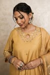 Buy_Gulabo Jaipur_Gold Silk Embroidery, Mirrors Keyhole Neck Reeha Straight Kurta Set 