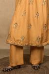 Shop_Gulabo Jaipur_Mustard Silk Sequins, Zari V-neck, Yes Shyra Floral Motif Straight Kurta Set _Online_at_Aza_Fashions
