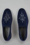 Shop_SALIL BHATIA_Blue Embroidery, Metallic Thread Velvet Hand Loafers _at_Aza_Fashions