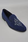 Buy_SALIL BHATIA_Blue Embroidery, Metallic Thread Velvet Hand Loafers _at_Aza_Fashions