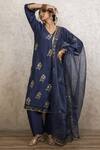 Buy_Gulabo Jaipur_Blue Silk Embroidery V-neck Shyra Straight Kurta Set 