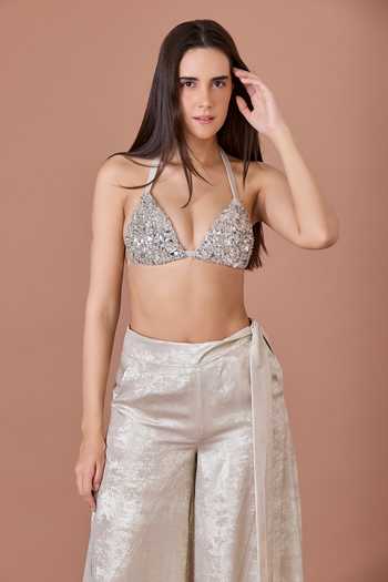 Buy_Dilnaz_Gold Foil Printing Palazzo _Online_at_Aza_Fashions