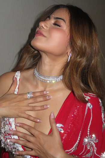 Buy_Dilnaz_Red Satin, Net, Polyester Beads, Stones, Crystals, Imitation Embellished Blouse 