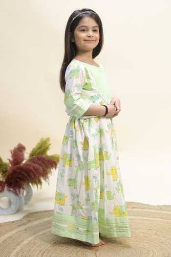 Kalp_Mint Cotton Tassels The Jolly Jumbo Printed Lehenga Set _Online_at_Aza_Fashions