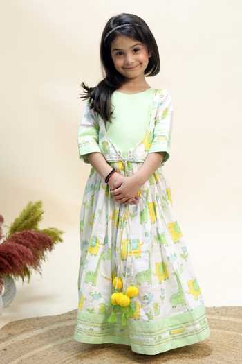 Buy_Kalp_Mint Cotton Tassels The Jolly Jumbo Printed Lehenga Set _at_Aza_Fashions