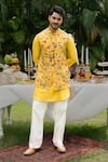 PAARSH_Yellow Organza Embroidery The Vasant Mosaic Bundi Kurta Set _Online_at_Aza_Fashions