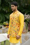 PAARSH_Yellow Organza Embroidery The Vasant Mosaic Bundi Kurta Set _at_Aza_Fashions