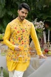 PAARSH_Yellow Organza Embroidery The Vasant Mosaic Bundi Kurta Set _Online