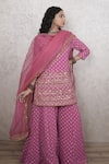 Buy_Gulabo Jaipur_Pink Georgette Embroidery, Zari V-neck Zuri Kurta Sharara Set _Online_at_Aza_Fashions