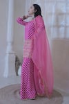 Gulabo Jaipur_Pink Georgette Embroidery, Zari V-neck Zuri Kurta Sharara Set _at_Aza_Fashions