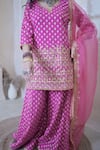 Buy_Gulabo Jaipur_Pink Georgette Embroidery, Zari V-neck Zuri Kurta Sharara Set 