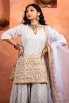 Buy_Gulabo Jaipur_Grey Georgette Embroidery V-neck, Yes Zuri Kurta And Sharara Set _Online_at_Aza_Fashions