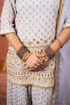 Shop_Gulabo Jaipur_Grey Georgette Embroidery V-neck, Yes Zuri Kurta And Sharara Set 