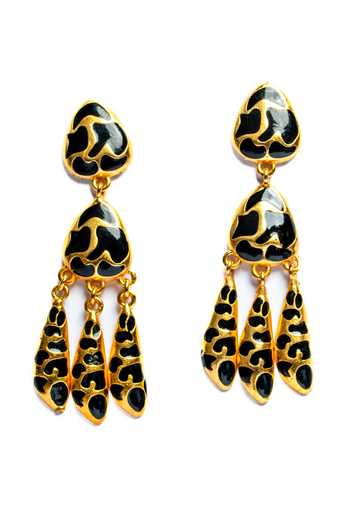 Shop_Bauble Bazaar_Gold Plated Nine Lives Dangler Earrings _at_Aza_Fashions