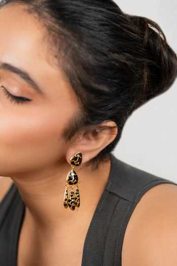 Buy_Bauble Bazaar_Gold Plated Nine Lives Dangler Earrings _at_Aza_Fashions