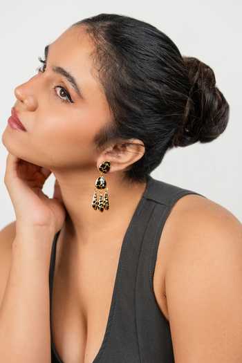 Buy_Bauble Bazaar_Gold Plated Nine Lives Dangler Earrings _Online_at_Aza_Fashions