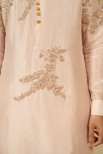 Buy_Gaurav katta_Pink Silk, Dupion Embroidery, Zari Zardozi Kurta And Pant Set 